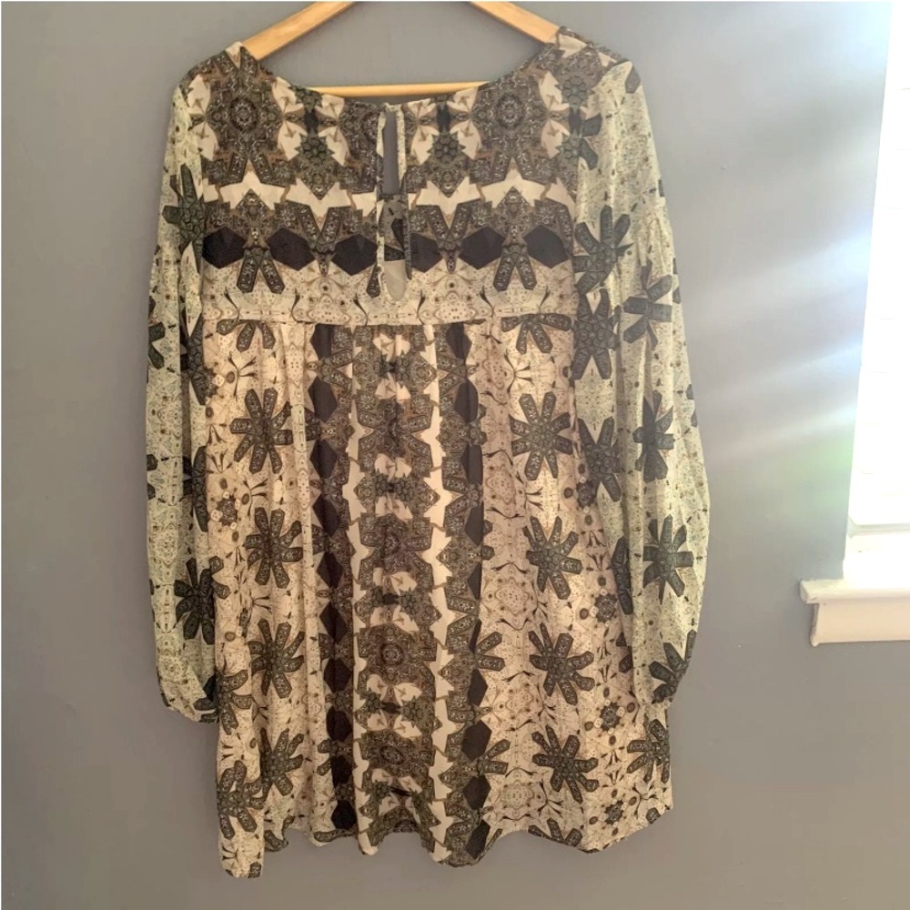 Free People Kaleidoscope Print Sheer Babydoll Tunic Dress - Picture 4 of 9